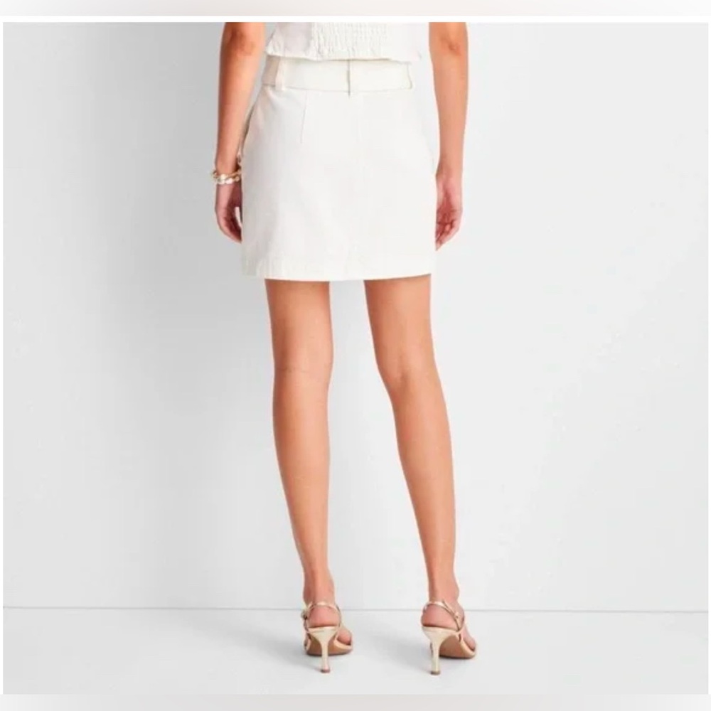 Women's Belted Button-Front Denim Mini Skirt - Future Collective with Jenee - Picture 11 of 12